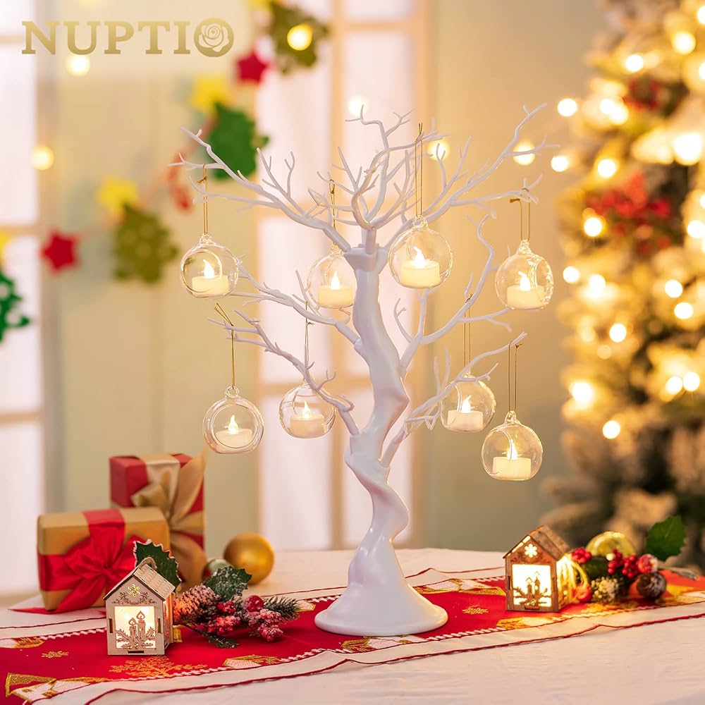 Nuptio 2 Pcs Artificial Christmas Tree: White Decorative